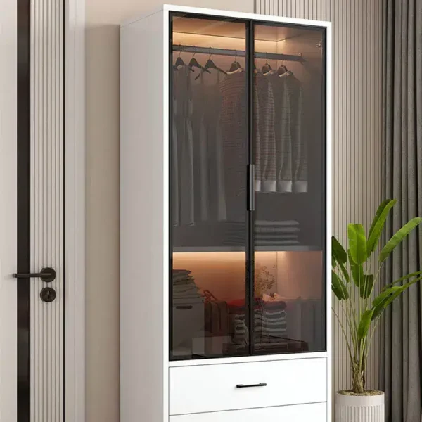 Glass Luxury Simple Wardrobes File Mirror Room White Modern Organizer Cabinets Bedroom Wooden Closets Abiertos Salon