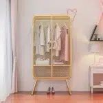 Nordic Wrought Iron Grid Wardrobe B B Small Apartment Storage Golden Girls Metal Single and Double