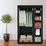 Simple Wardrobe Fabric Folding Clothes Storage Cabinet DIY Assembly Reinforced Frame Bedroom Organizer Home Dorm Clothing