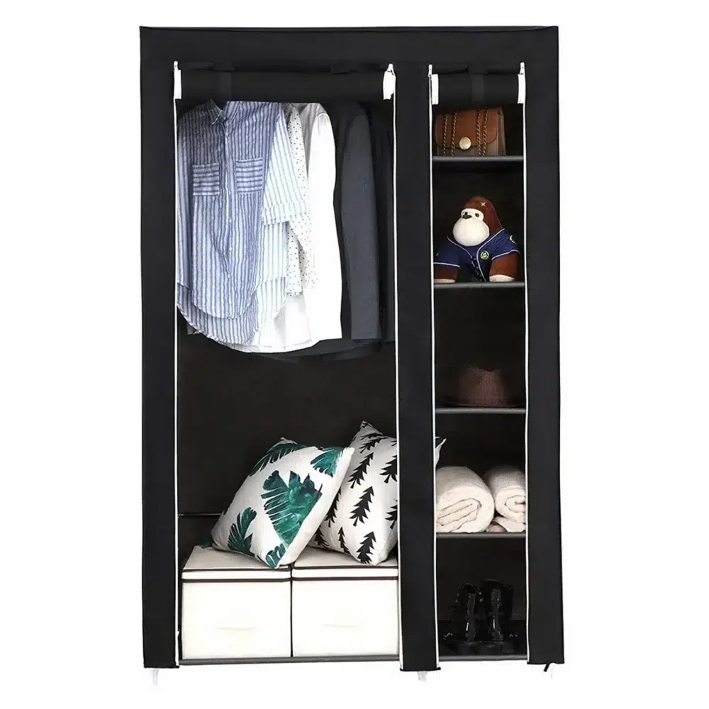 Simple Wardrobe Fabric Folding Clothes Storage Cabinet DIY Assembly Reinforced Frame Bedroom Organizer Home Dorm Clothing 5