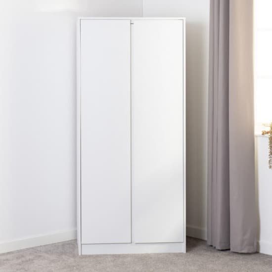 2 Doors White Small Wooden Wardrobe