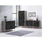 Charcoal 2 Doors And 2 Drawers Small Wooden Wardrobe 2